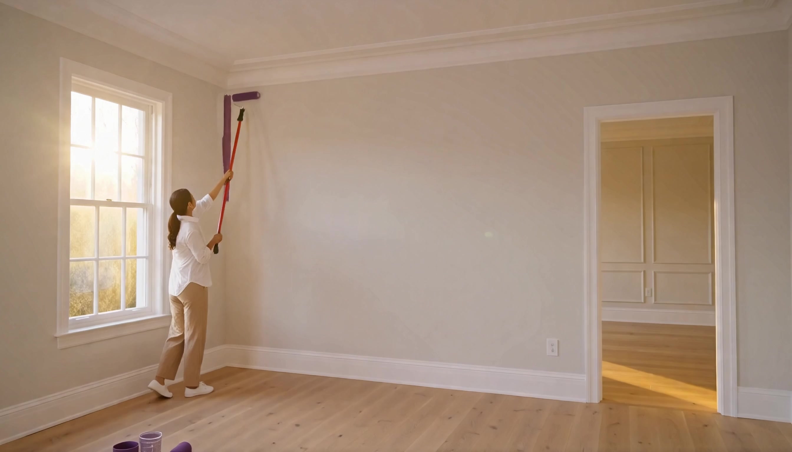 AI-generated illustration of painting and peeling in a room; not a product performance test.